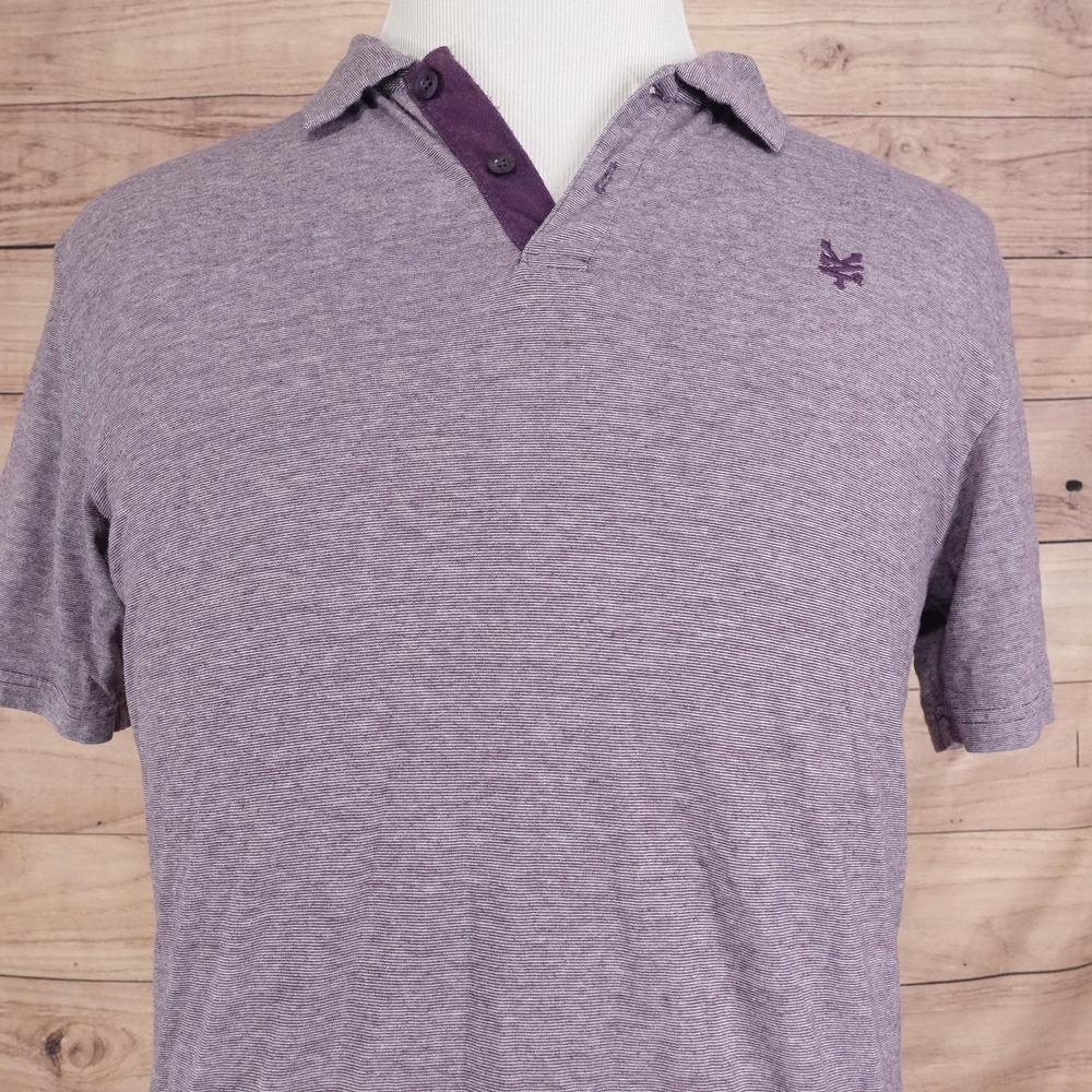 Zoo York Polo Shirt‎ Mens L Purple Cotton Polyester Striped Skateboarding Casual